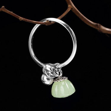 THAI SILVER Chalcedony Blooming Lotus Ring